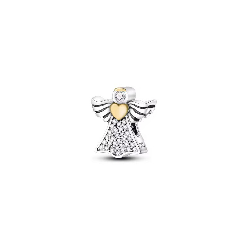 Charm ange aile coeur or argent pour bracelet Charm ange aile coeur or argent pour bracelet