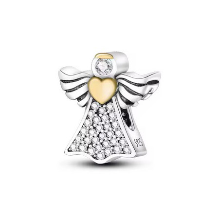 Charm ange aile coeur or argent pour bracelet