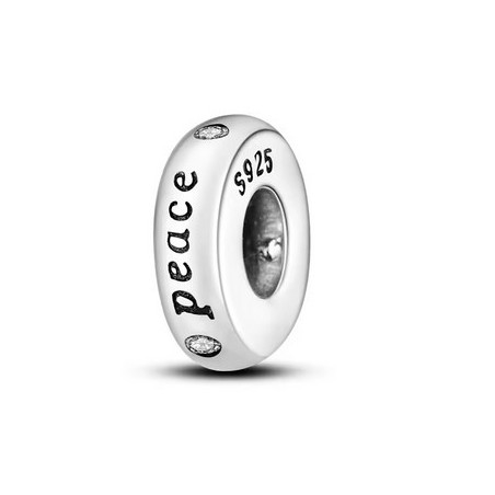 Charm séparateur bloqueur peace paix strass blanc pour bracelet