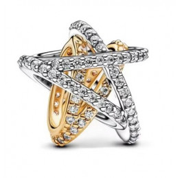 Charm étoile enlacé strass or argent pour bracelet