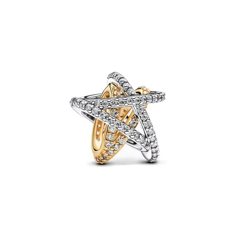 Charm étoile enlacé strass or argent pour bracelet