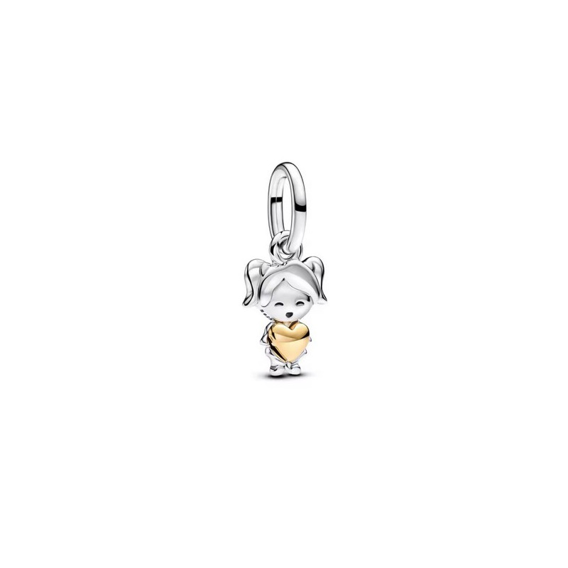 Charm famille fille amour coeur or argent pour bracelet