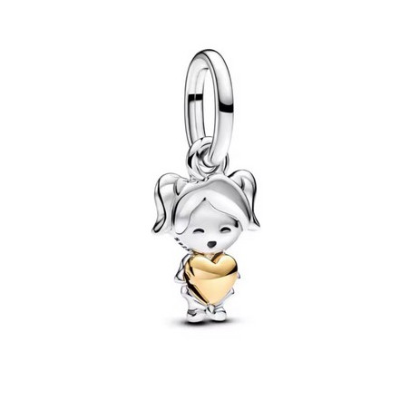 Charm famille fille amour coeur or argent pour bracelet