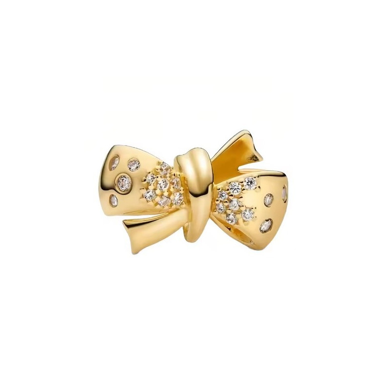 Charm noeud strass blanc or pour bracelet