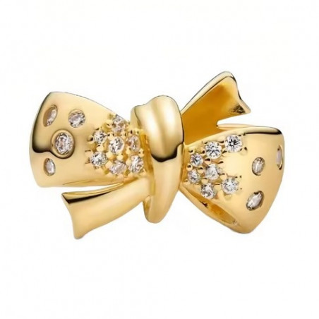 Charm noeud strass blanc or pour bracelet