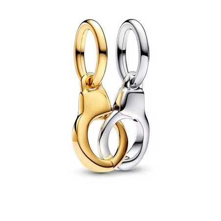 Charm menottes enlacés argent or pour bracelet