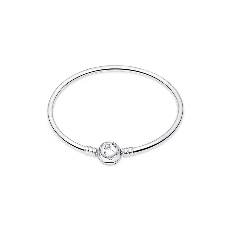 Bracelet pour charm argent lisse boule étoile
