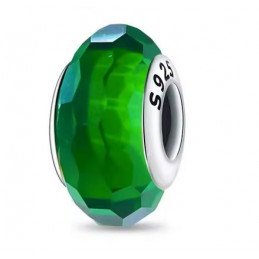 Charm murano vert facette argent pour bracelet