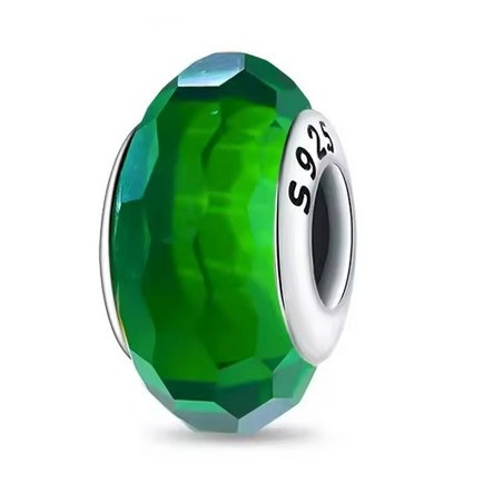 Charm murano vert facette argent pour bracelet