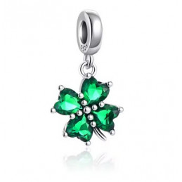 Charm trefle pierre verte argent pour bracelet