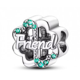 Charm amitié trefle vert argent pour bracelet