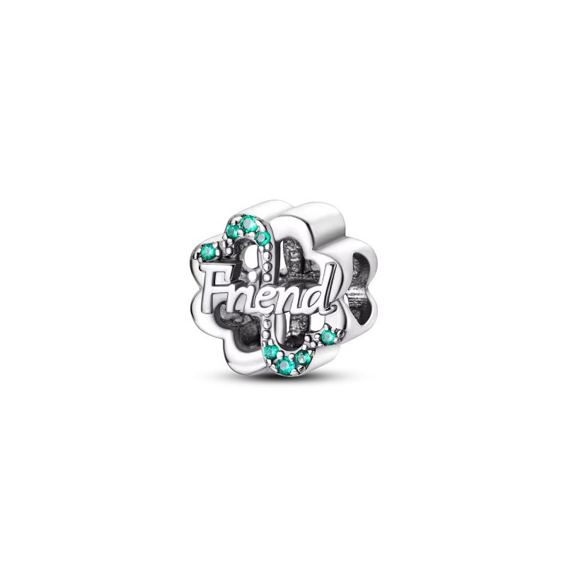 Charm amitié trefle vert argent pour bracelet