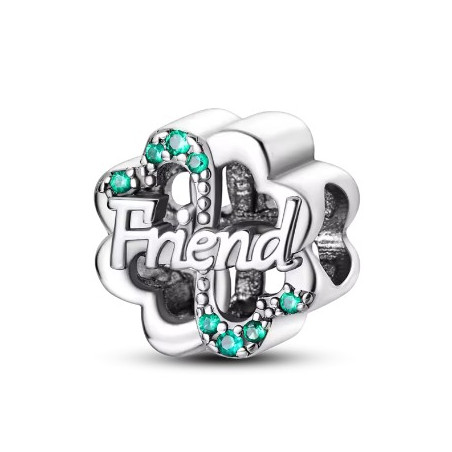Charm amitié trefle vert argent pour bracelet