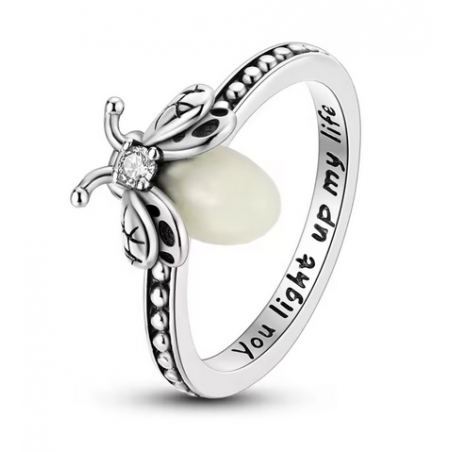 Bague abeille strass blanc argent