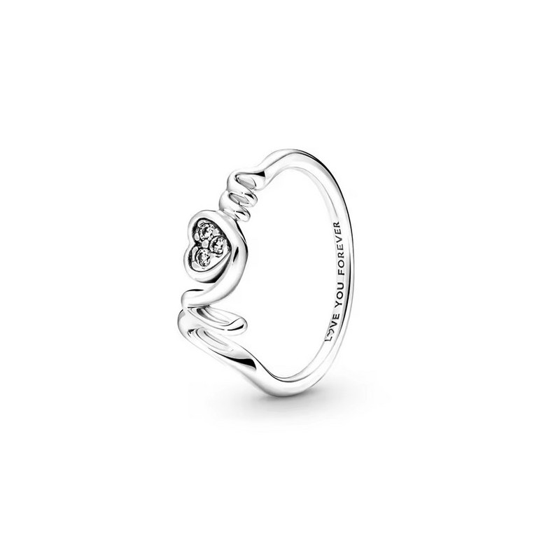 Bague lettre mom coeur strass blanc argent Bague lettre mom coeur strass blanc argent