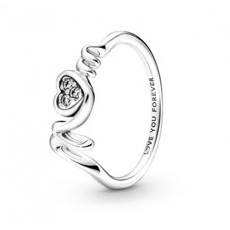 Bague lettre mom coeur strass blanc argent