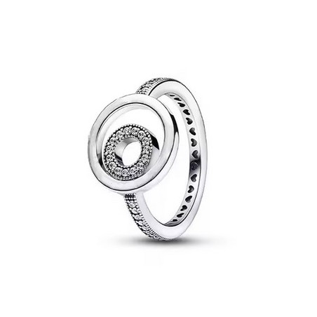 Bague couronne rond strass blanc argent