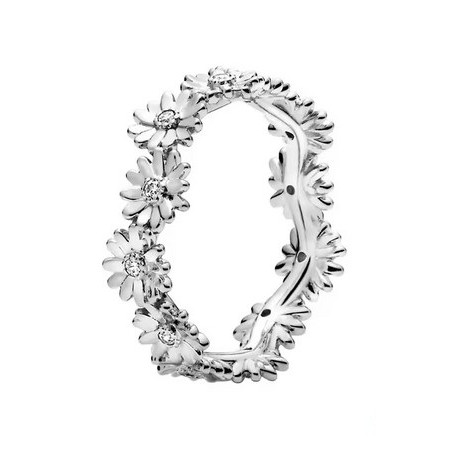 Bague fleur marguerite strass blanc argent