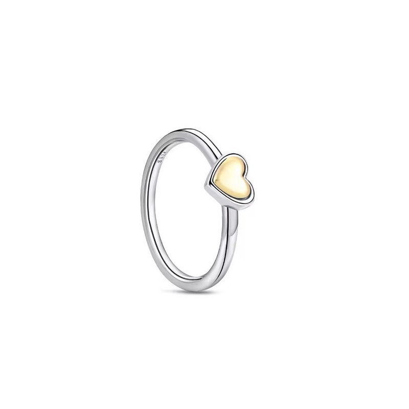 Bague double coeur simple or argent Bague double coeur simple or argent