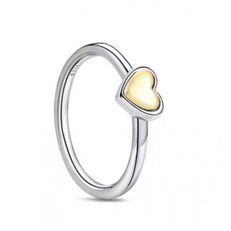Bague double coeur simple or argent