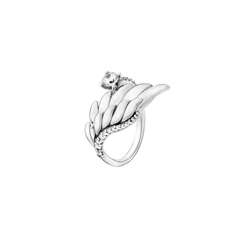 Bague aile ange strass blanc argent