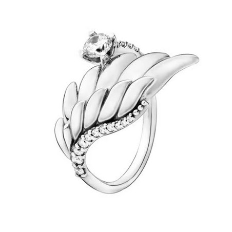 Bague aile ange strass blanc argent