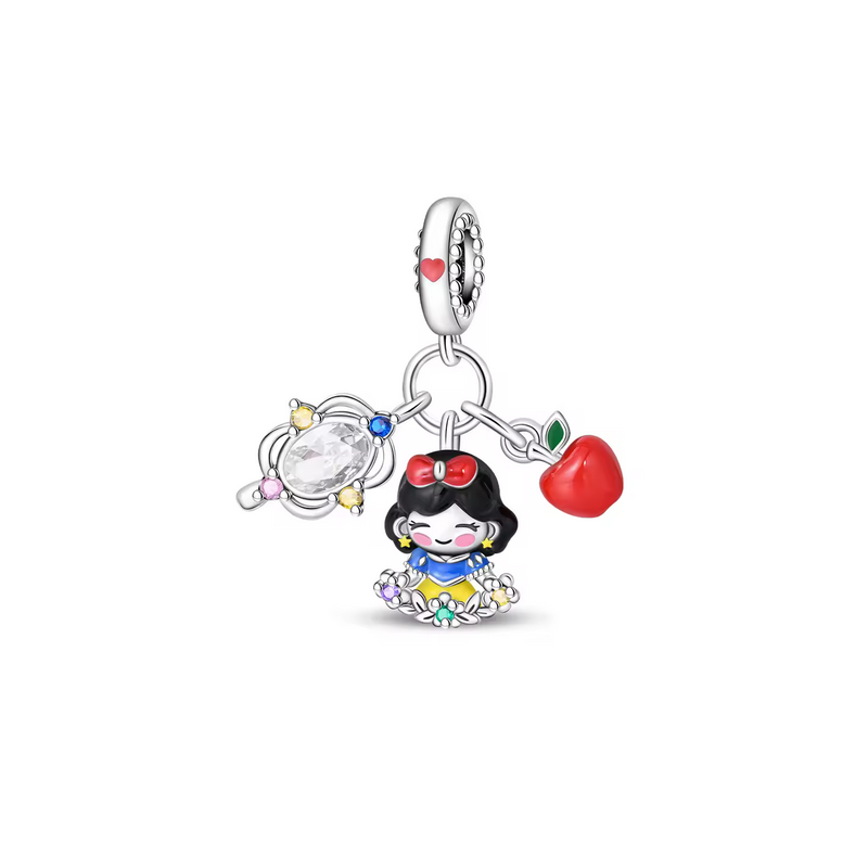 Charm princesse blanche neige pomme miroir argent pour bracelet