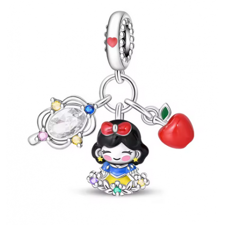Charm princesse blanche neige pomme miroir argent pour bracelet