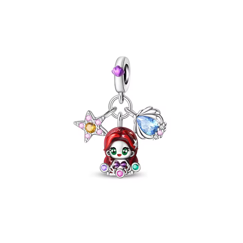 Charm princesse ariel petite sirene étoile de mer argent pour bracelet