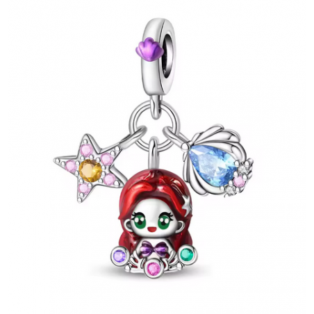 Charm princesse ariel petite sirene étoile de mer argent pour bracelet