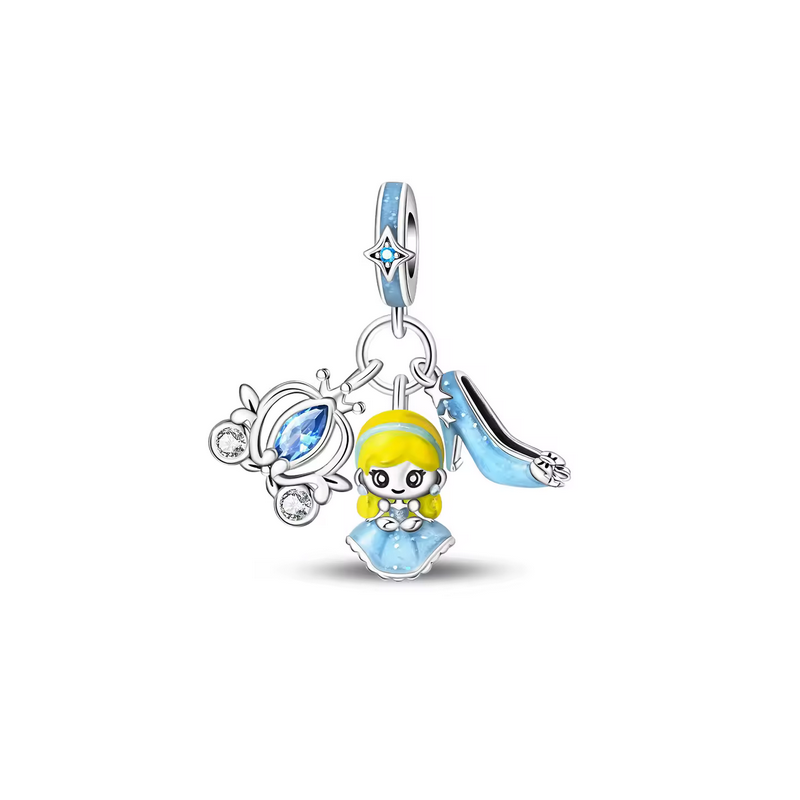 Charm princesse cendrillon pantoufle carrosse argent pour bracelet Charm princesse cendrillon pantoufle carrosse argent pour bracelet
