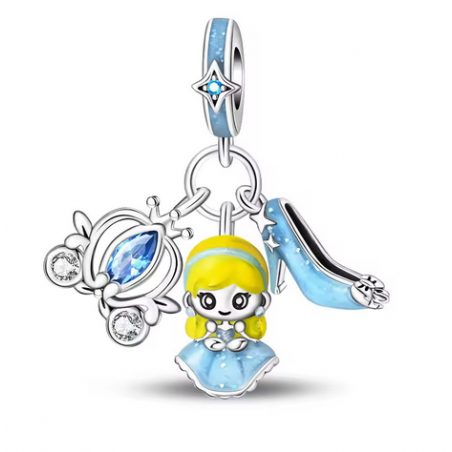 Charm princesse cendrillon pantoufle carrosse argent pour bracelet