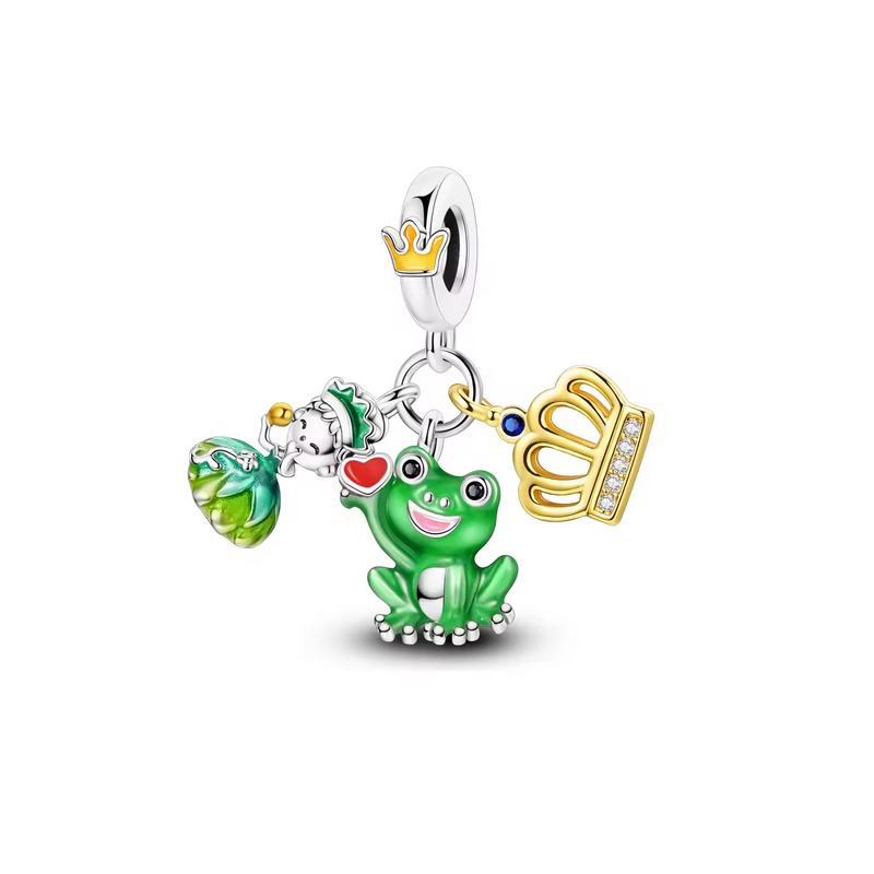 Charm princesse tiana grenouille couronnne argent pour bracelet