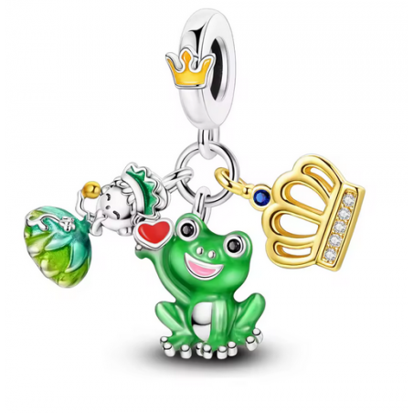Charm princesse tiana grenouille couronnne argent pour bracelet