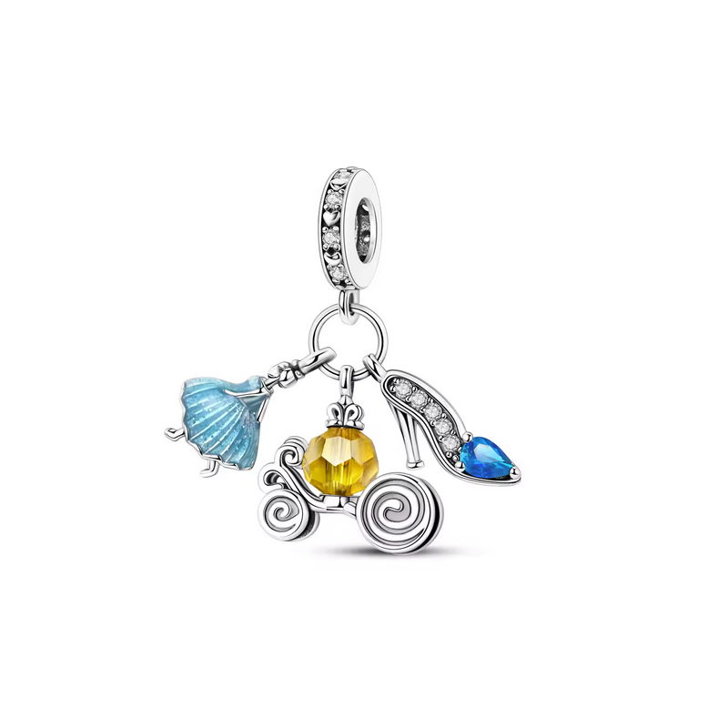 Charm princesse cendrillon carrosse pantouble strass argent pour bracelet