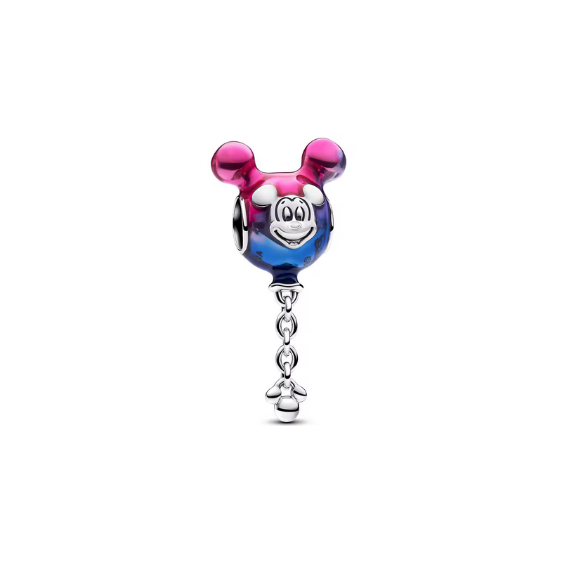 Charm tête mickey rose et bleu pendentif argent pour bracelet Charm tête mickey rose et bleu pendentif argent pour bracelet
