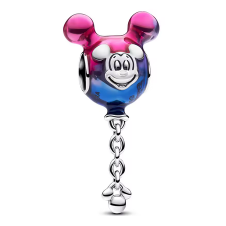 Charm tête mickey rose et bleu pendentif argent pour bracelet