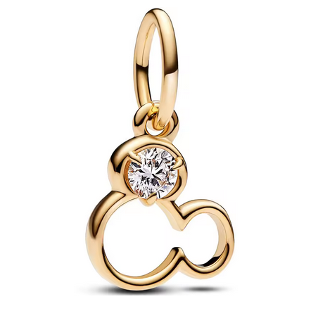 Charm tête mickey strass blanc or pour bracelet