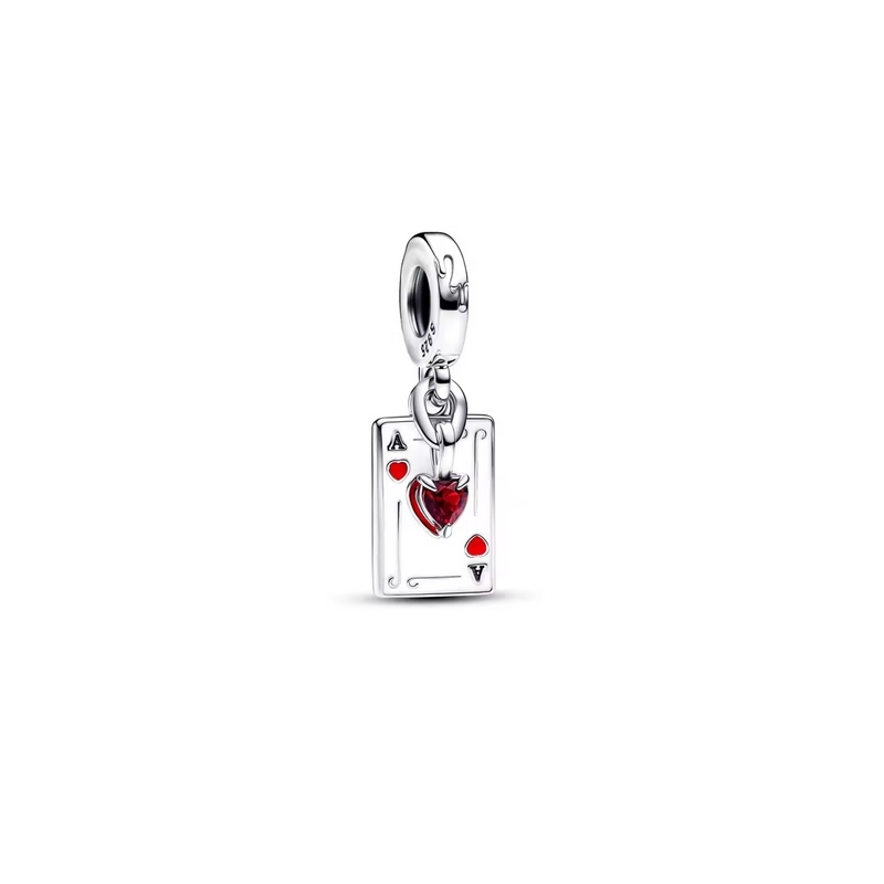 Charm carte As Reine de coeur Alice argent pour bracelet