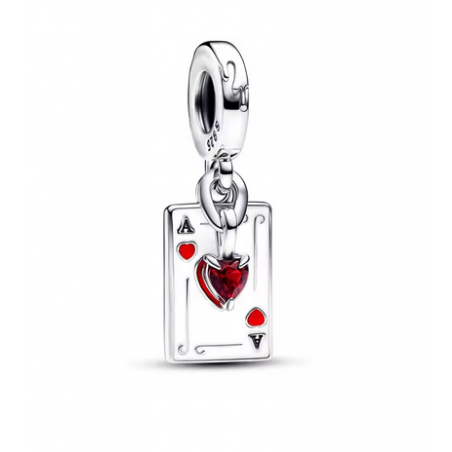 Charm carte As Reine de coeur Alice argent pour bracelet