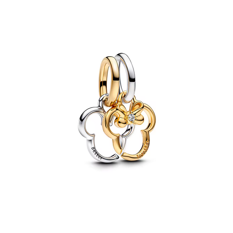 Lot de 2 charms tête mickey or argent pour bracelet