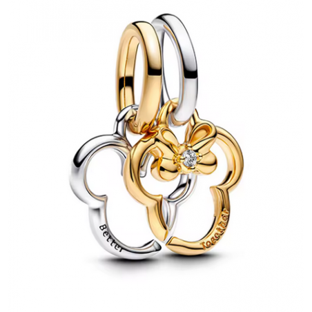 Lot de 2 charms tête mickey or argent pour bracelet