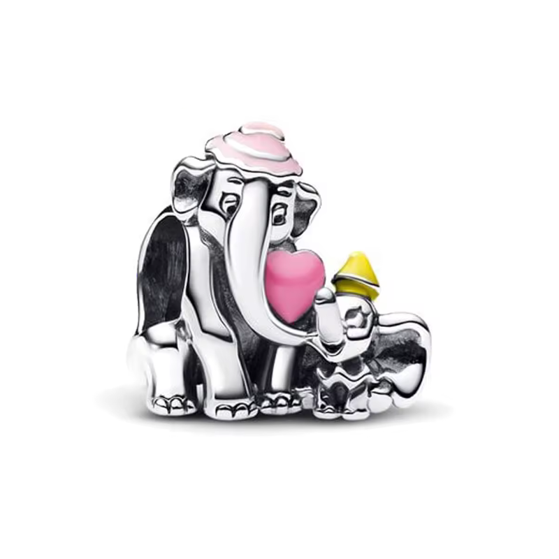 Charm dumbo maman coeur rose disney argent pour bracelet