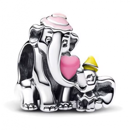 Charm dumbo maman coeur rose disney argent pour bracelet