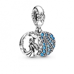 Charm Rond Reine des neiges elsa avec son cheval Nokk argent pour bracelet disney