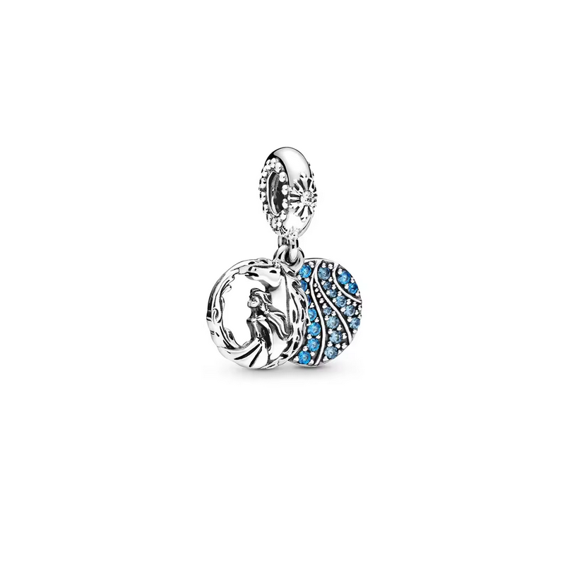 Charm Rond Reine des neiges elsa avec son cheval Nokk argent pour bracelet disney