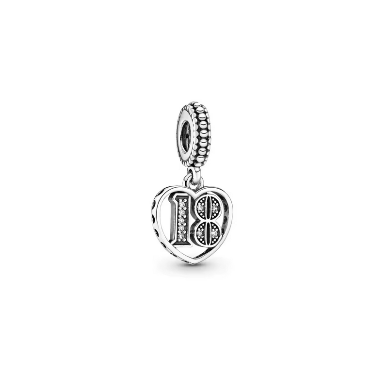 Charm coeur 18 ans argent pour bracelet