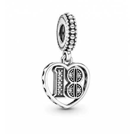 Charm coeur 18 ans argent pour bracelet