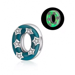 Charm age anniversaire 0 zéro phosphorescent bleu strass argent pour bracelet