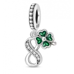 Charm age anniversaire 8 huit trèfle strass argent pour bracelet